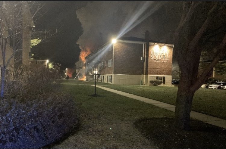 On December 21st at 0341 Box 1212 was transmitted alerting Engines 12,21,7,14 Ladders 12,9,21 and Rescue 23 for a report of a fire in an apartment at the Liberty Square Apartments.  Engine and Tower 12 arrived to find fire showing from a third floor.