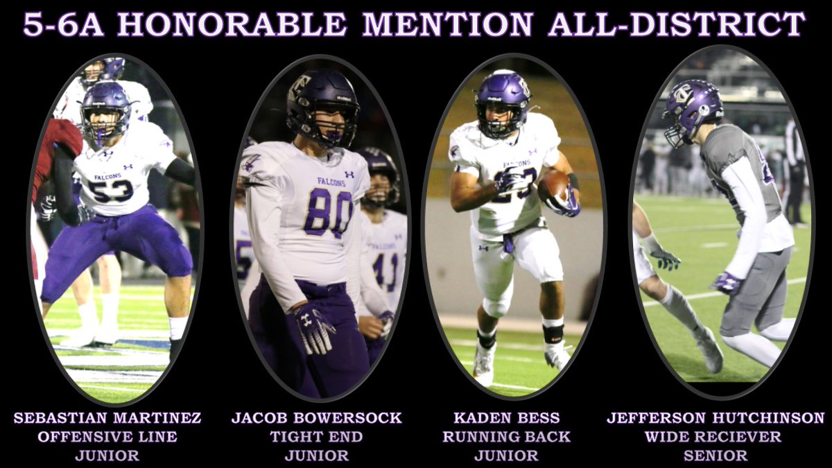 Congratulations to our 2019 Timber Creek Football 5-6A Honorable Mention All-District Offensive Selections. 

2021 OL Sebastian Martinez  
2021 TE Jacob Bowersock:hudl.com/v/2CNzVw
2021 RB Kaden Bess: hudl.com/v/2CR1JK
2020 Jeff Hutchinson: hudl.com/v/2CLcTU