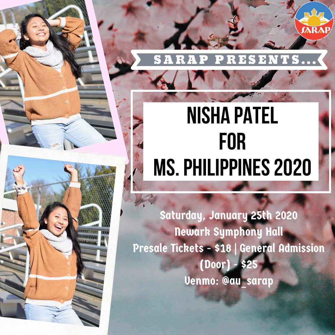 AU_SARAP's tweet photo. Ms.PI 2020 tickets are on sale NOW! Presale tickets are being sold until Monday, Jan. 13th! To purchase, Venmo our treasurer, Maddie, @au_sarap or contact any of the EBoard members for an alternative! We hope to see you guys! 😁 https://t.co/pxVMuPhFo3