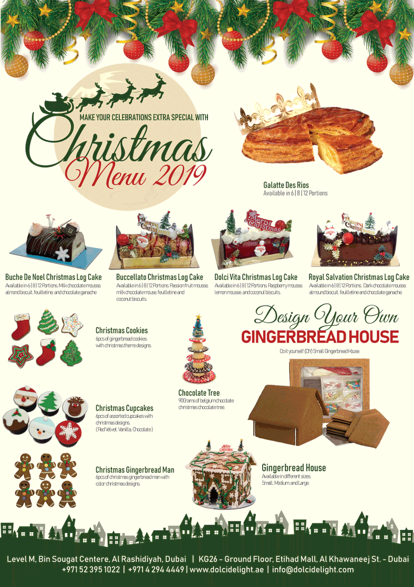 dolcidelight's tweet photo. Christmas is coming... Celebrate your Christmas parties with Dolci Delight Special Christmas Products..

Check our menu... https://t.co/R06rI0kNvJ

#dolcidelight #Christmas #Christmastime #christmascake #cakes #cupcakes #gingerbreadhouse #gingerbread #Christmas2019 https://t.co/e4kr85iJ6V