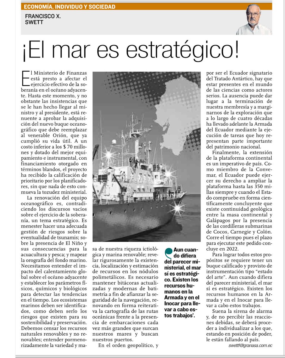 swettfx's tweet photo. Parece mentira. El Ministerio de Finanzas no aprueba hasta el momento la adquisición de un buque oceanográfico polar que permitirá ampliar la plataforma continental a 350 millas,permanecer en el Tratado Antártico y aprovechar el mar territorial. !Negligencia  culposa centralista! https://t.co/gGNhfyp77w