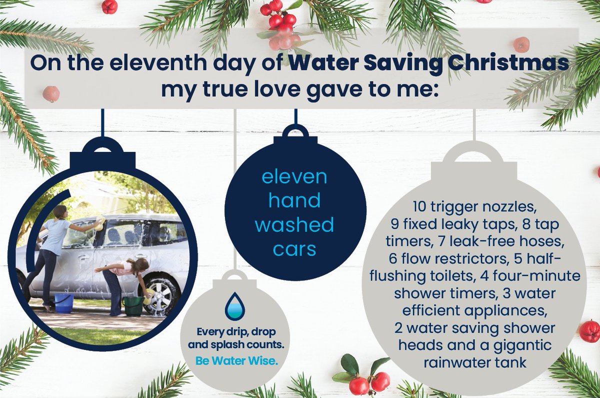 GVWater's tweet photo. 🎄 Water Saving Christmas, Day 11
This Christmas, make sure you're using a bucket or a leak-free hose fitted with a trigger nozzle to wash the car!
#everydropcounts #bewaterwise #targetyourwateruse #permanentwatersavingrules #watersavingchristmas #H20tunes https://t.co/qUKboiioE5