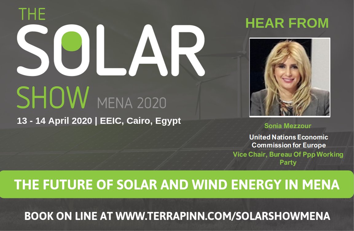 SSLEgypt's tweet photo. Announcing one of our top speakers: @MezzourSonia, Vice Chair, Bureau of PPP Working Party, @UNECE. Get your pass now to hear her speak at the #SolarShowMENA: https://t.co/EFMX5kc5HL. https://t.co/sBOcIL6bey