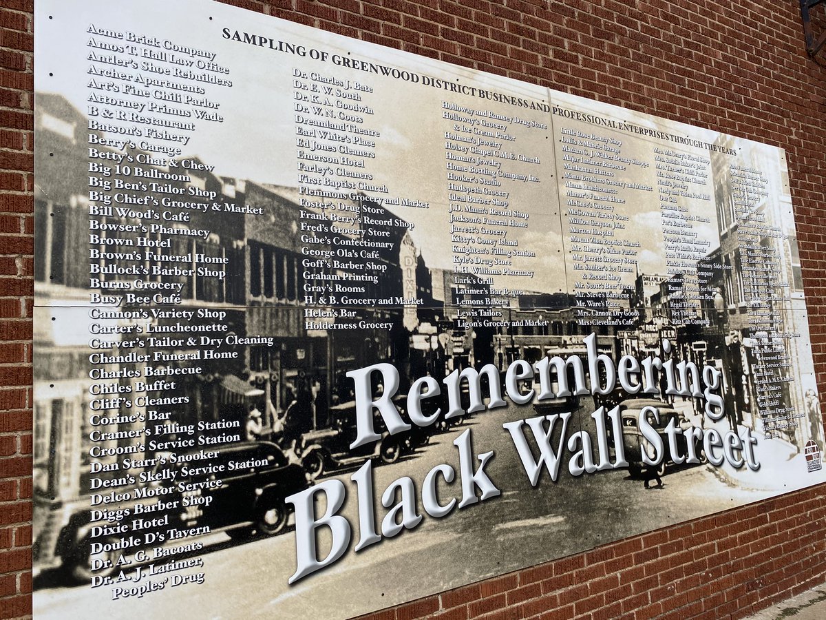 DrDavidSurratt's tweet photo. Tribute to #BlackWallStreet past, present and future #historicgreenwood #Tulsa https://t.co/RnaKutrzmJ