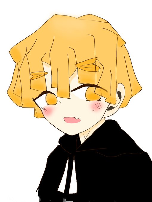 御萩さんがTwitterに投稿した我妻善逸(鬼滅の刃)のイラスト。