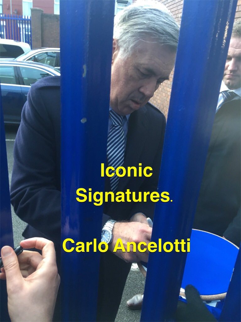 IconicSignature's tweet photo. Signed Carlo Ancelotti Everton Home Shirts Available Now !!! Only 2 in stock #efc #Ancelotti #DonCarlo #everton https://t.co/h3ZFlepuES