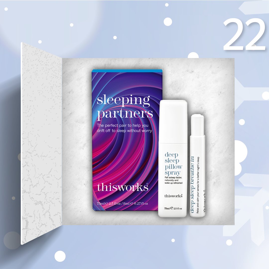 silentnightbeds's tweet photo. Pillow spray GIVEAWAY! For day 22 of our advent calendar, we're giving you the chance to win a This Works Sleeping Partners gift set with Deep Sleep Pillow Spray and Deep Sleep Breathe In. To enter, follow us, retweet and mention a friend. Good luck 💤 https://t.co/iOZ0D4Dz7W