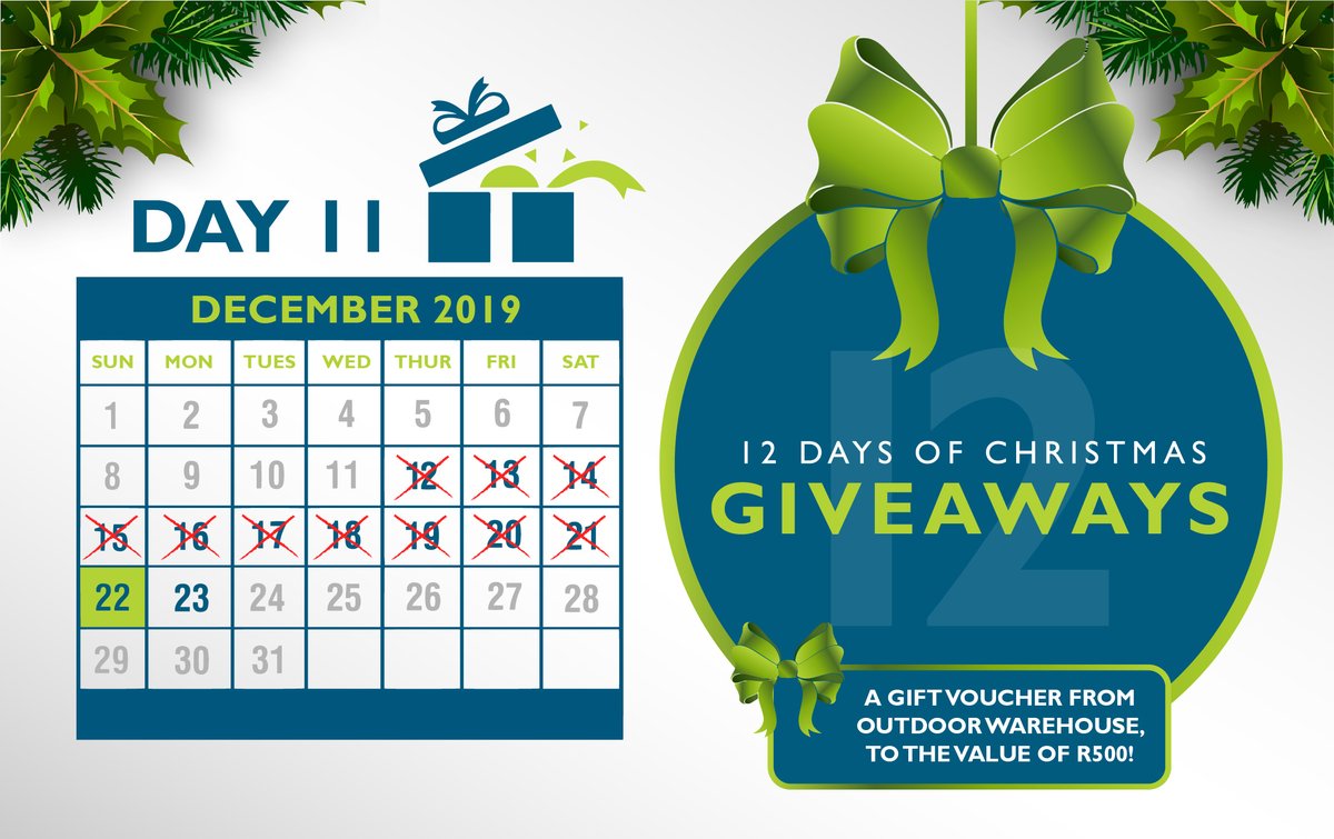 DAY 11 of CapeNature's fantastic 12 days of prize giveaways is now live. Today's prize is a gift voucher from Outdoor Warehouse, to the value of R500! To enter, go to ow.ly/mhDc50xE1F3