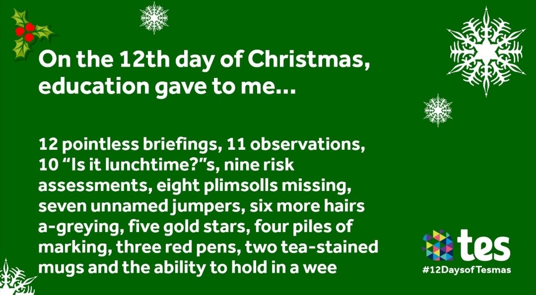 DynamicDeps's tweet photo. Great to make it into the #12daysofTESmas with our suggestion of '8 plimsolls missing'! We've won tickets to the TES FE awards in March which will be a treat! 🎄 https://t.co/aWk4xOiT0t