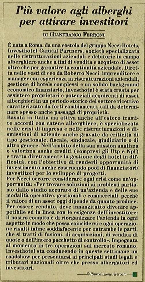 ROBERTONECCI's tweet photo. Articolo apparso sulla prestigiosa rivista Italia Oggi relativamente alla divisione https://t.co/bSdIVQtiNt

#Investhotel #hotellovers #hotels #alberghi #impresa #robertonecci #22dicembre #BuonaDomenica #investimenti #BREAKING https://t.co/BsGbeqjwYv