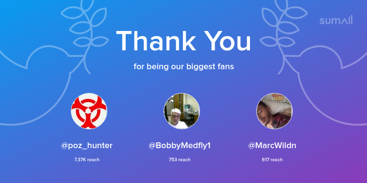 BBYngTop's tweet photo. Our biggest fans this week: poz_hunter, BobbyMedfly1, MarcWildn. Thank you! via https://t.co/hN3ec62UrG https://t.co/mVbhLUyRZb