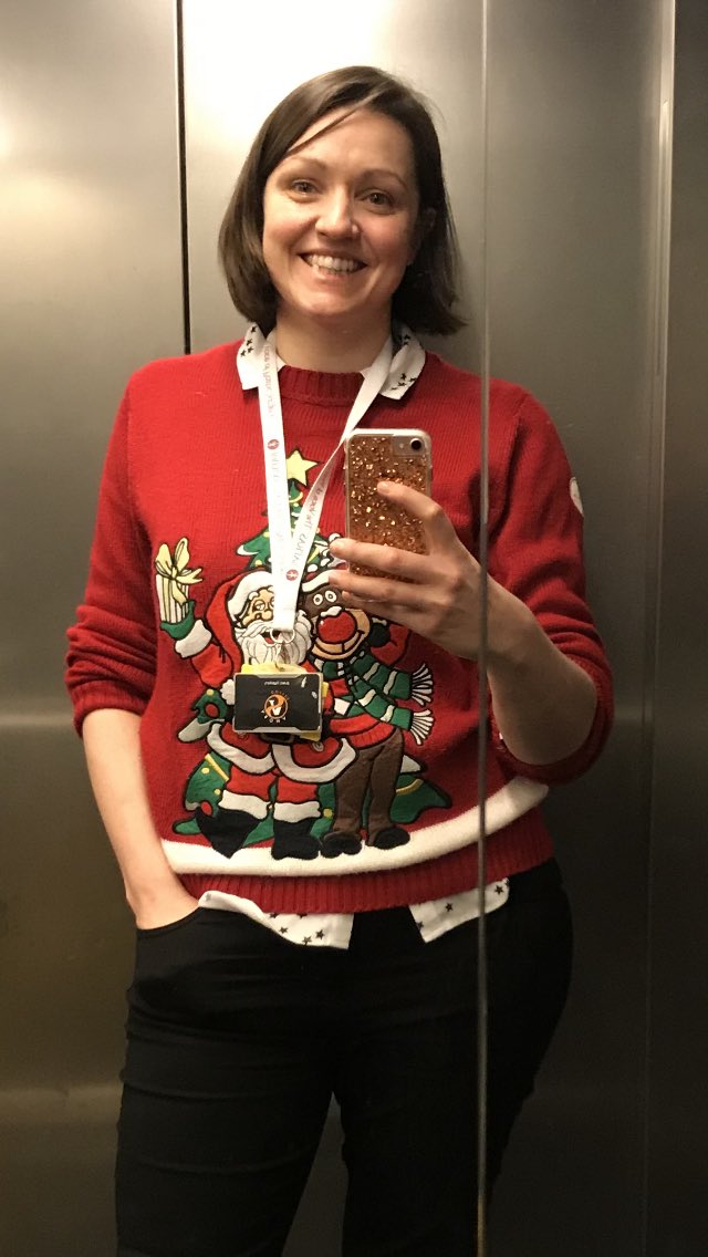 KarenJ_Lindsay's tweet photo. #Day353 #DailyMusings2019
Love a #ChristmasJumper
Interesting discussion at the theatre team huddle this morning about professionalism and sartorial choices
Yeah or nay to December oncall (at a children’s hospital) in your finest festive regalia?! https://t.co/aIX14HI4aH