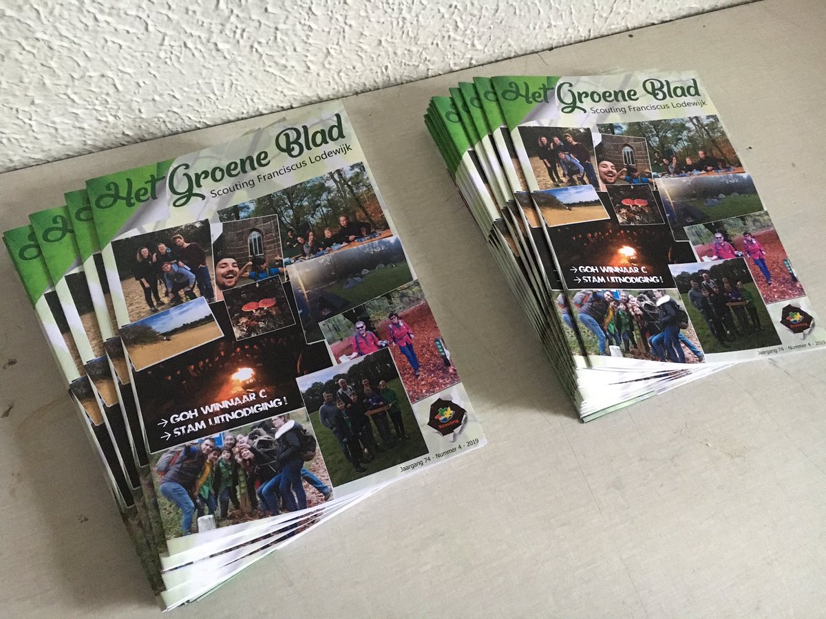 GroeneBladFLG's tweet photo. Het nieuwe Groene Blad is uit! De laatste editie van 2019. Wat vinden jullie ervan? 🍃 Eventuele tips&amp;tops mogen naar groeneblad@scoutingflg.nl https://t.co/H2gGMe2qva