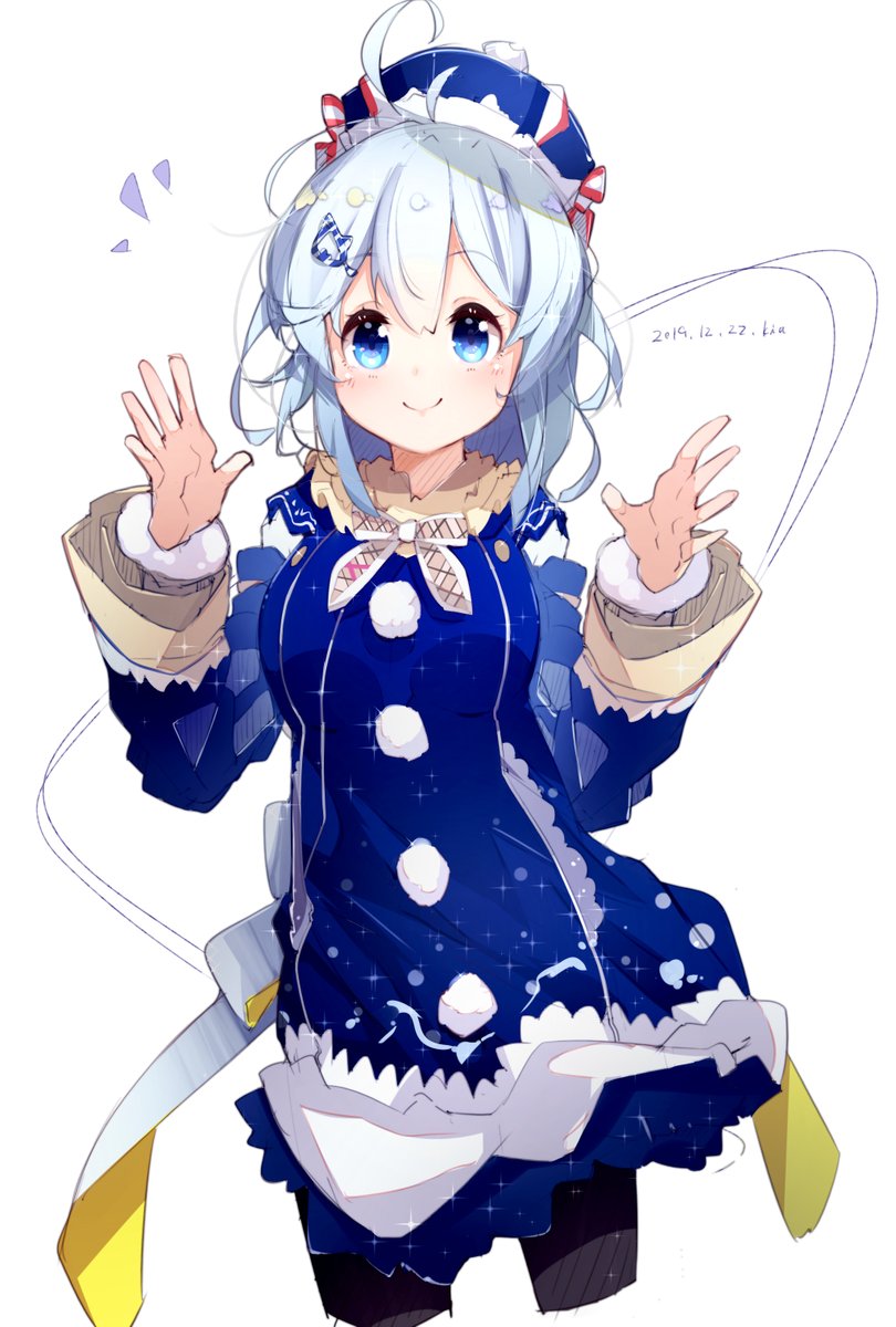 siro (dennou shoujo youtuber siro) 1girl smile solo blue eyes white background looking at viewer hair ornament  illustration images