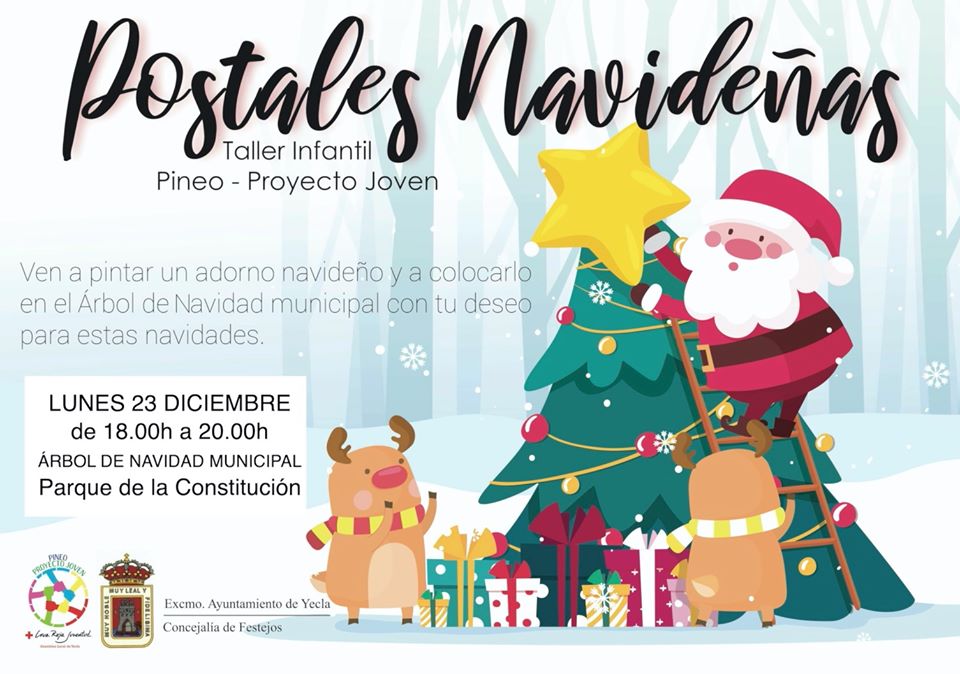 Lunes, de 18:00 a 20:00, en el Parque de La Constitución: Taller de Postales Navideñas 2019.