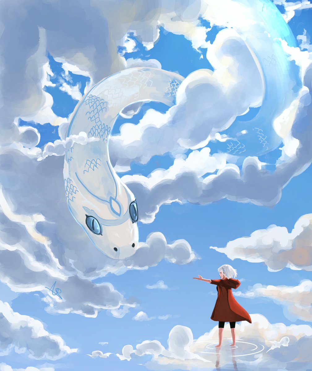 mayokira's tweet photo. Serpent from the Skies 🐍

Done on @Procreate

#1hour1layer #illustration https://t.co/HE1K1lr4w0