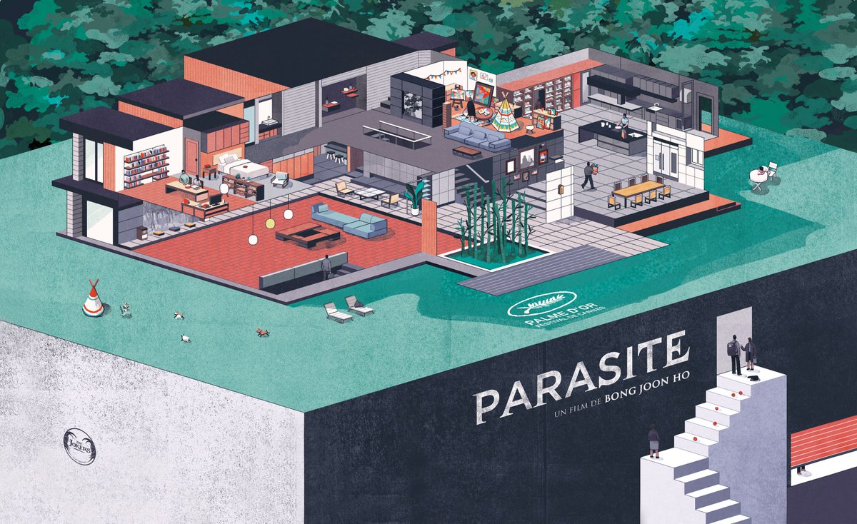 CriterionDaily's tweet photo. Cover art by Choi Ji-su (@jisuchoi_poly) for @thejokersfilms’ upcoming release of Bong Joon-ho’s PARASITE in France. Via @plain_archive. https://t.co/YjIupo0kGd
