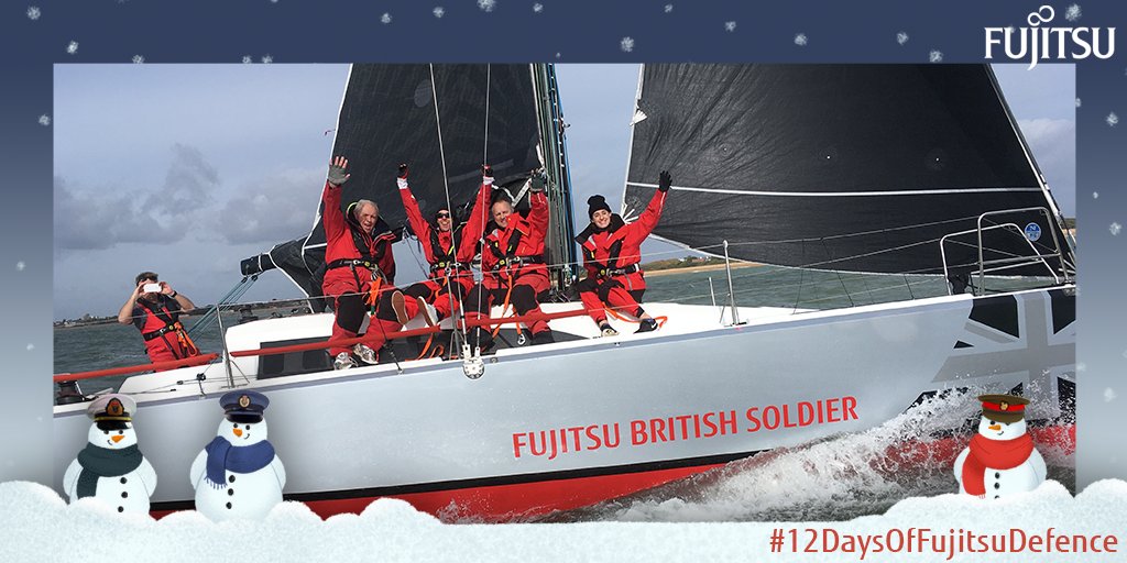Fujitsu_Defence's tweet photo. 2019 saw the launch of the new Fujitsu British Soldier racing yacht! Thank you @SailArmy for hosting #FujitsuDefence employees for outstanding team building days throughout the year. We are so proud to support such a passionate team! #12DaysOfFujitsuDefence https://t.co/QRL5QfnNH4