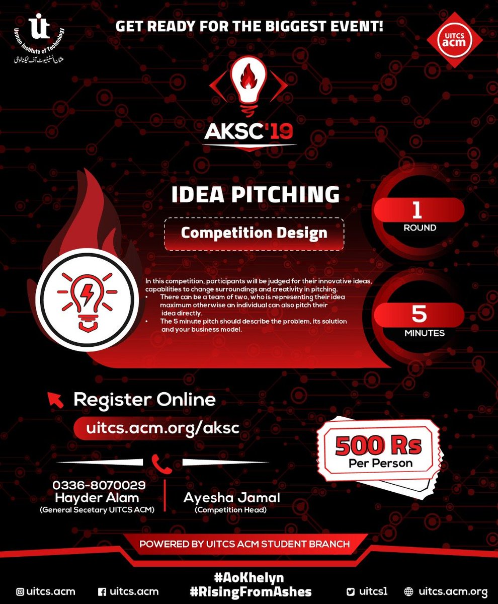 Uitcs1's tweet photo. For every competition lies its rules and regulations, and here are ours.

Get yourself registered now before it's too late.
Link: https://t.co/qWYY2X3mqj

#AKSC19
#AoKhelyn
#RisingFromAshes
#KarachiEvents #TechEvents #Karachi #Debug #Idea #Pitch #Innovative #Coding #Workshops https://t.co/1mMqXNftfC