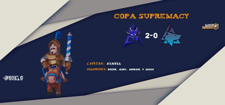 #ClashRoyale  | #Victoria 🐉

🏆 <a href="/CopaSupremacy/">COPA SUPREMACY</a>
🆚 @LAGWolves
Fase : Grupos

Capitan: @Axwell_CR87

Jugadores :
<a href="/NsHristo/">Anthonny</a>
<a href="/gary12_34/">Gary</a>
<a href="/jhersol97/">JHERSOL HC🥳🥳</a>
<a href="/VCjhoanCR/">JhoanES</a>

#GOKLG 🐉