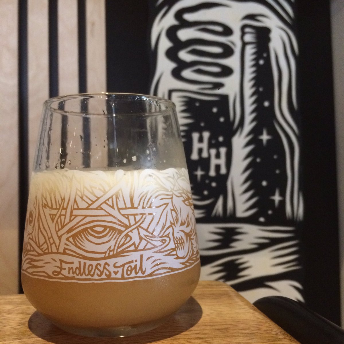 HopHideout's tweet photo. Our Endless Toil glass collab with @tomjnewell has been flying out. So nice to see lots of you buying these as gifts for people 🎁 Still a few left, but once they’re gone, they’re gone as it’s a limited design! #endlesstoil #properglassware https://t.co/sYqbH1nw4v https://t.co/XGt64h82aS