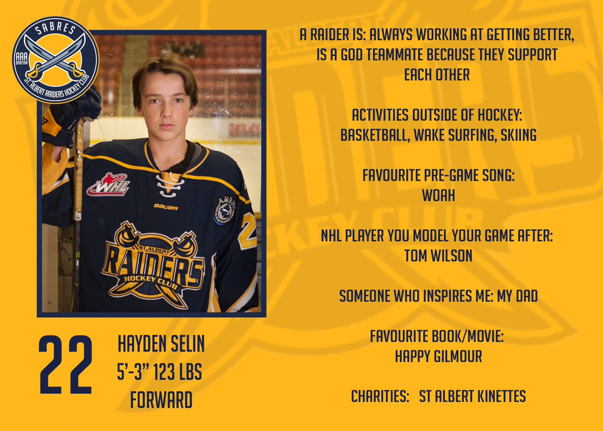 SabresRaiders's tweet photo. Hayden Selin is our Sabre of the day! Hayden spent time serving breakfast  with @StAlbertKinette  #community #raiderpride #hockeygivesback https://t.co/XfBThLmltl