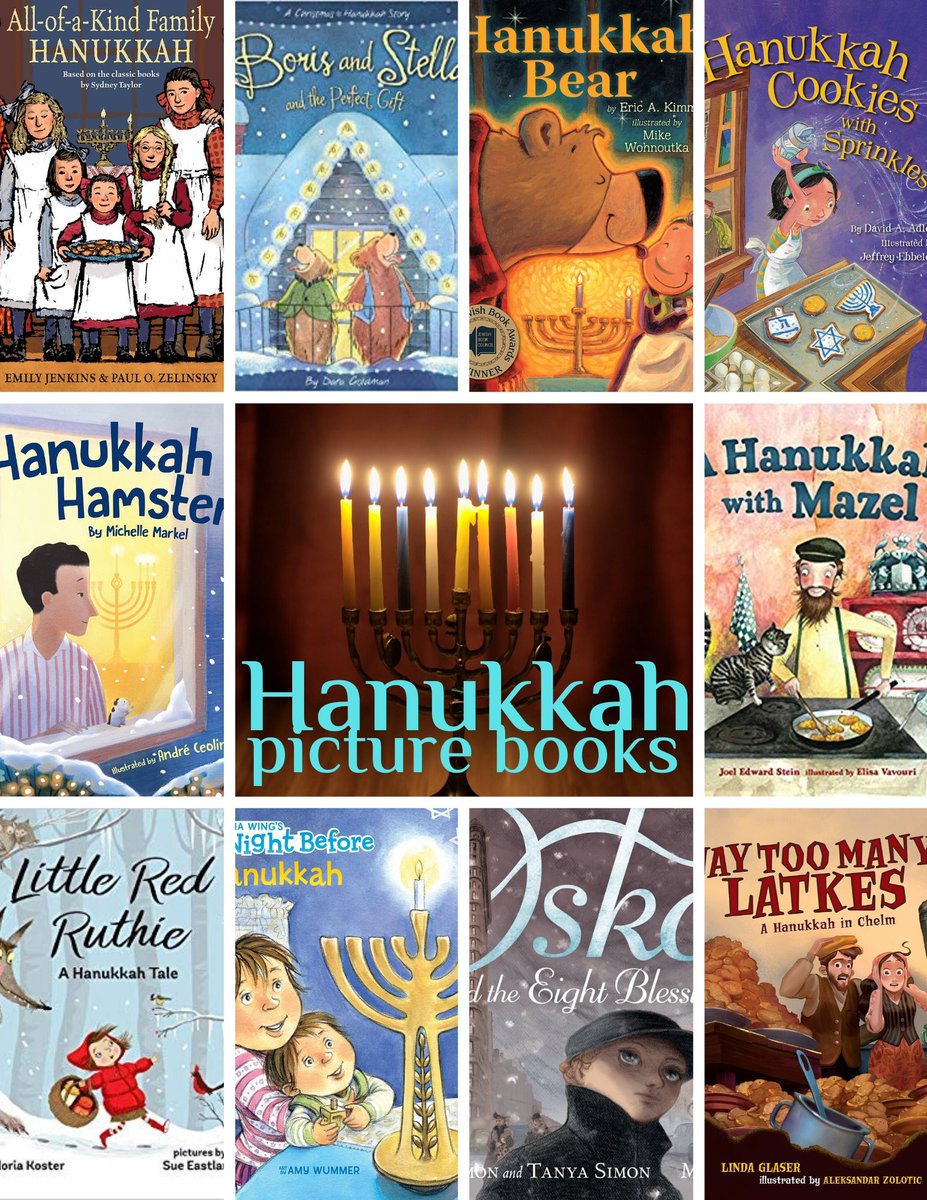 BookListaDay's tweet photo. Happy #Hanukkah to those who will be celebrating tonight! Here are ten Hanukkah picture books, featuring the work of @paulozelinsky @DaraGoldman @MMarkel26 @NatashaWing @marksiegelbooks and more! Full list &amp; summaries on blog: https://t.co/b86uIh3jms https://t.co/MSvkjFzgxw