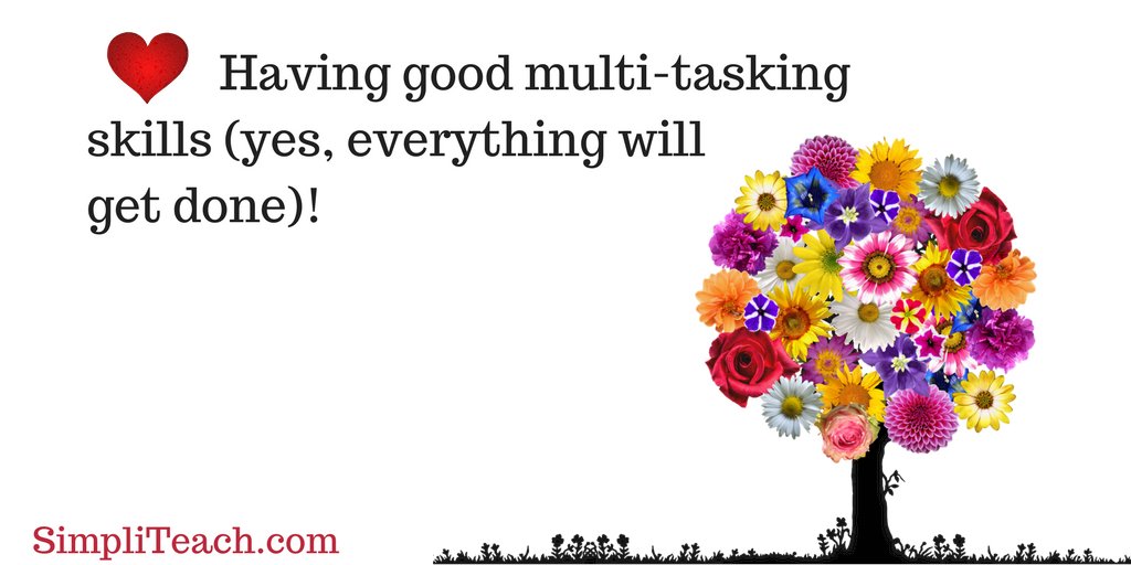 SimpliTeach's tweet photo. 25 things to love about #teaching online | ♥ 20. Teachers raise multi-tasking to an art form. It's a skill that's useful in almost every other part of your life, too. https://t.co/T08dC0QOBc