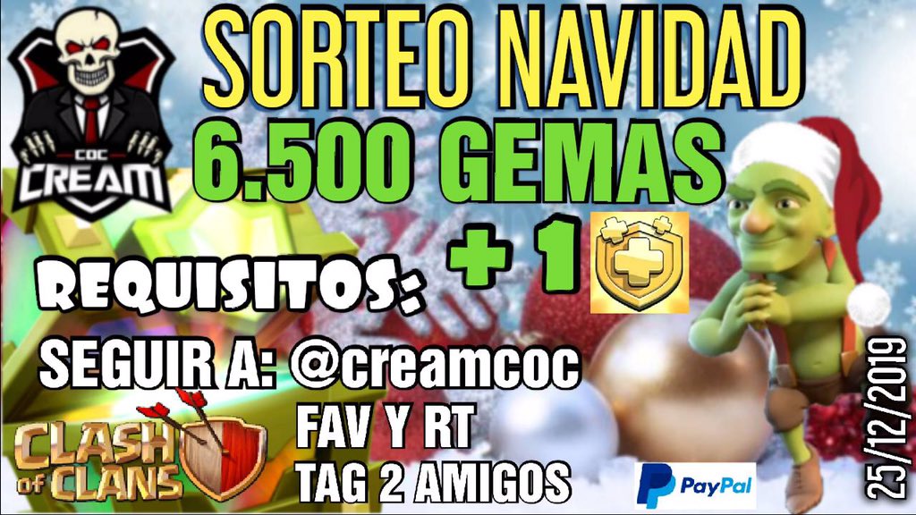 Desde Hispanos Cream/Mega Cream/Spanish Cream queremos felicitar la NAVIDAD a toda la comunidad de Clash of Clan y qué mejor que hacerlo con este FANTASTICO SORTEO‼️‼️