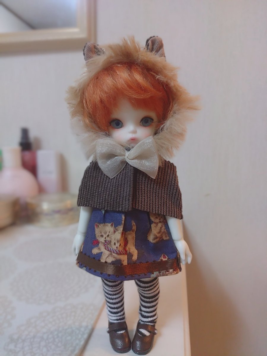 pink_twinstars's tweet photo. ネコ柄ワンピースにネコケープ🐱
#iMda https://t.co/WWqpi35245