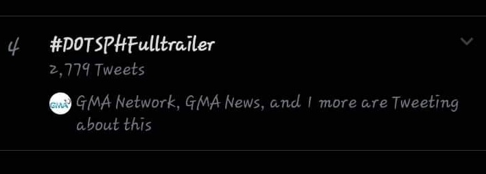 YankBrooklyn's tweet photo. And we are trending 4th spot in PH trend! GO GO pa KAPUSO!
#DOTSPHFullTrailer
@MercadoJen  @dingdongdantes https://t.co/9pbcpjhBsC