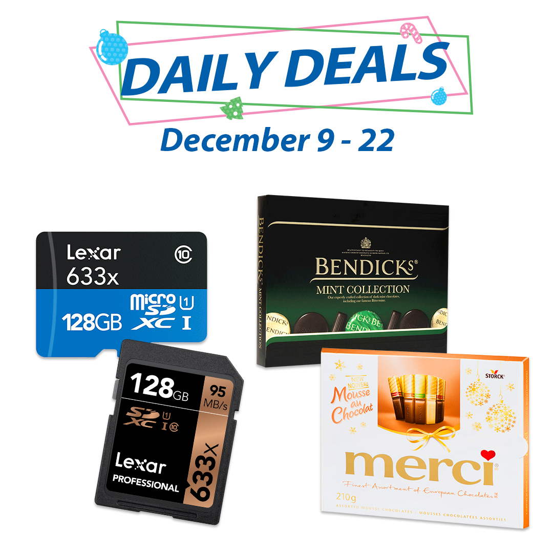 LondonDrugs's tweet photo. Today's Daily Deal
Save 50% on Lexar High Performance 633X Memory Cards
Merci Chocolates and Bendicks Mints, just $5.99
https://t.co/Xc7o9WM8YB
Daily Deals on Now!
A new deal every day! https://t.co/DlCH5kXhpz