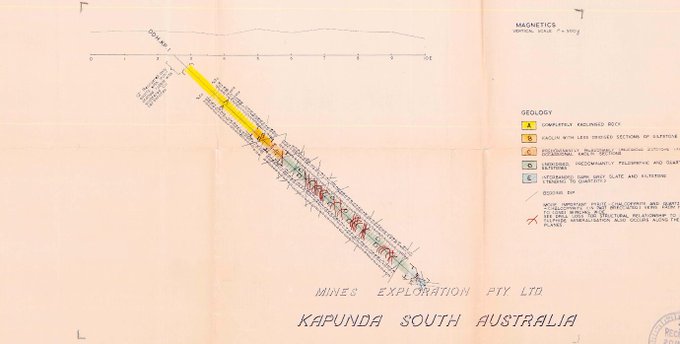  #THR  #Gold Kapunda historicDrilled extensively in the 60's - major copper interesections - never assayed for gold!Northland Minerals decided to re-assay hole KP01 - the deepest hole drileld at Kapunda for gold (KP01 designed to test an anomaly)Pic 1 & 2 pre gold assays