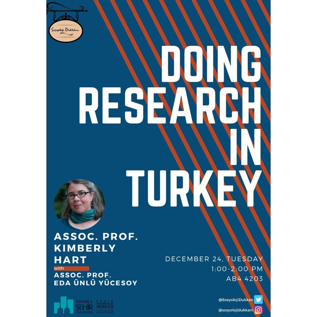 SosyolojiDukkan's tweet photo. 24 Aralık salı günü 13.00-14.00'da AB4 4203'te gerçekleşecek "Doing Research in Turkey" adlı etkinliğimize davetlisiniz!

Doç. Dr. Kimberly Hart ile Doç. Dr. Eda Yücesoy'dan Türkiye’de antropolojik çalışma yapmanın inceliklerini öğrenecek; bilgi ve tecrübelerinden yararlanacağız. https://t.co/mRVH2NYWf7