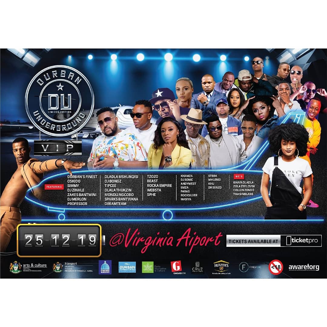 leigh_mel2's tweet photo. 3 Days to go ❗

@djsoxsa invites you to the annual #DurbanUndergroundVIP on the 25th of Dec‼️ A Christmas like no other🕺with jam packed lineup 🔥 + VIP experience for all🍾 @ Virginia Airport ✈ (Hanger 8)

LIMITED TICKETS @TicketProSA for R200‼️

Table bookings 📱 0815770898 https://t.co/F7402mZuDI