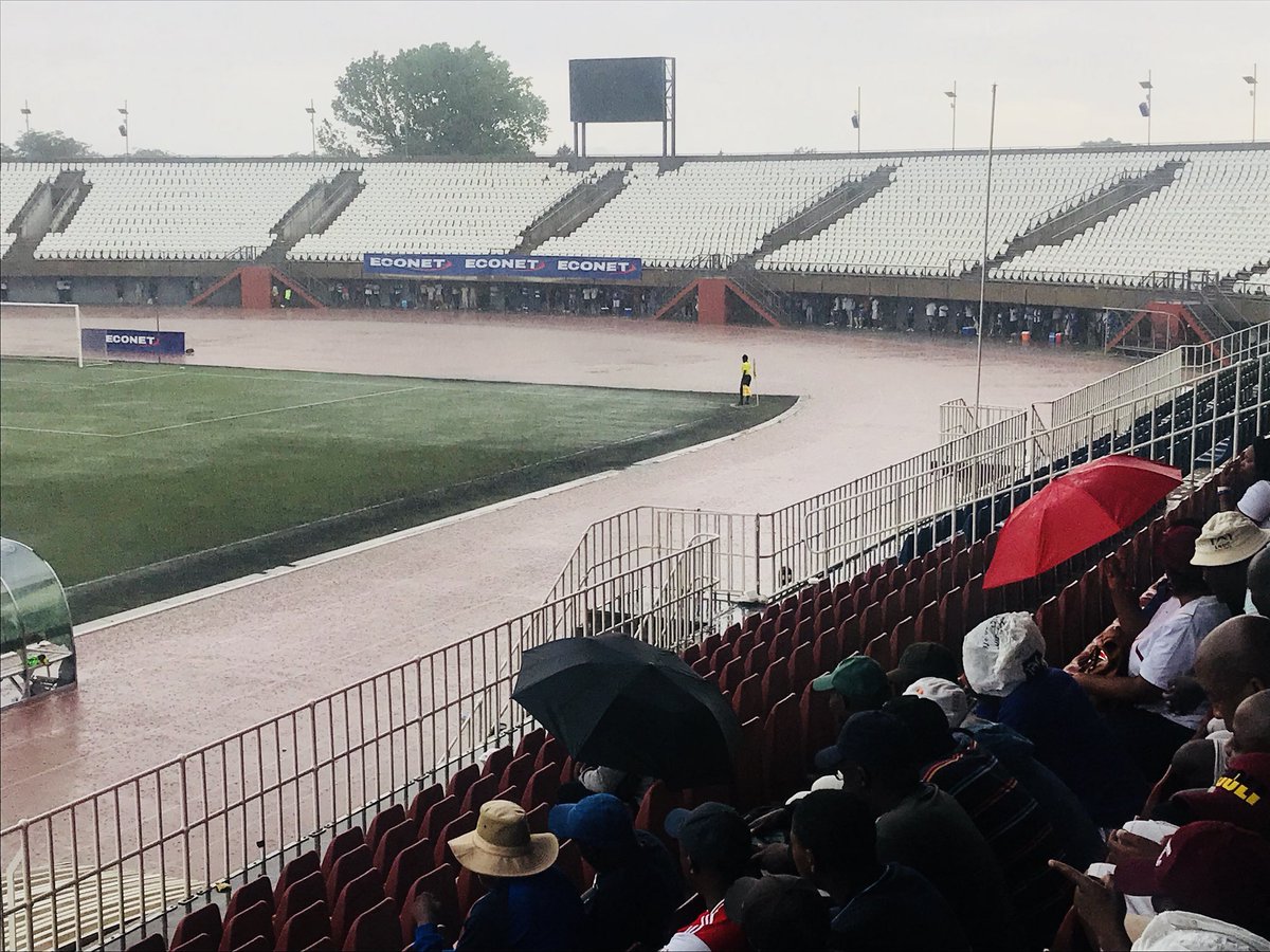PMRadioFM's tweet photo. Fans have taken shelter under the grand stands as it’s pouring down cats at dogs here at Setsoto Stadium. 

#MatlamaFCvsLioliFC #PMRSports #PMRadioFM https://t.co/C8QyQlD8U6