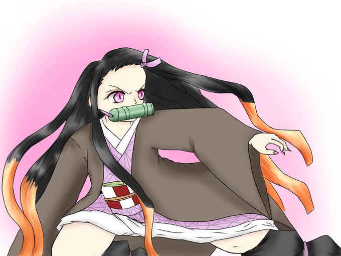 チロルさんがTwitterに投稿した竈門禰豆子(鬼滅の刃)のイラスト。