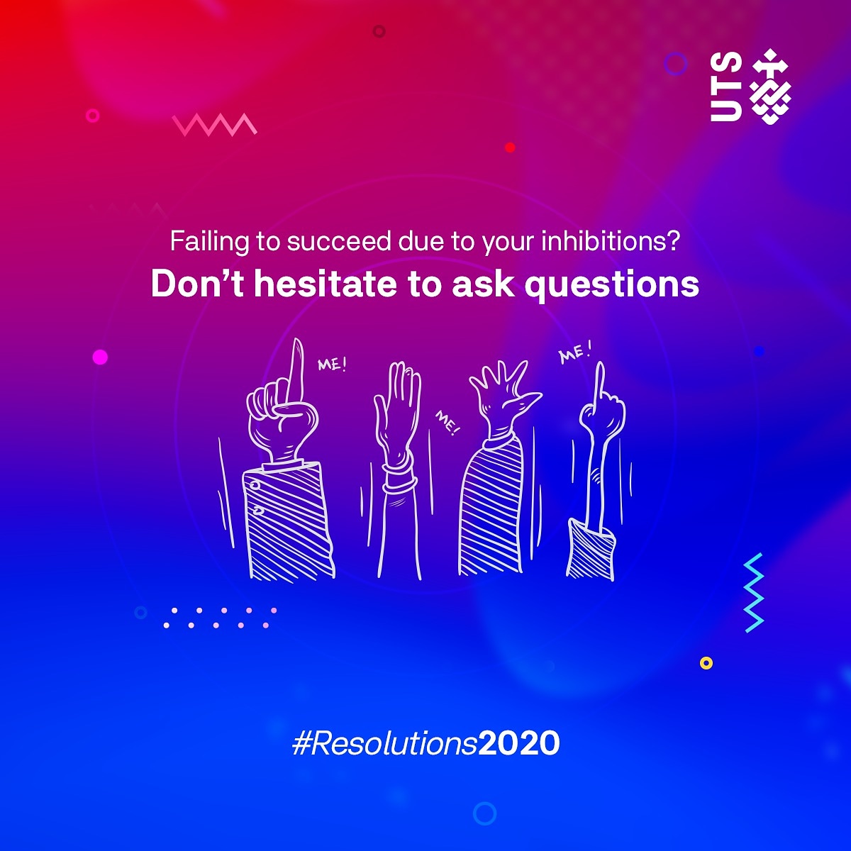 Be curious and give yourself the confidence to ask as many questions as you want. Learn new things and quench your hunger for knowledge. 
#Resolutions2020 #UTS #UTSInsearch #Resolutions #NewYear #NewYearResolutions #Students #University #Sydney #Australia #Curious #Questions #Ask