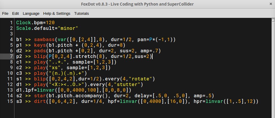 Dani_Gambit's tweet image. My 2nd live coding experiment with #FoxDot + #SuperCollider @FoxDotCode @Etol_livecoding @livecodenet @transmediale @ryankirkbride26 @TYPEensemble 
youtube.com/watch?v=KbqW0M…