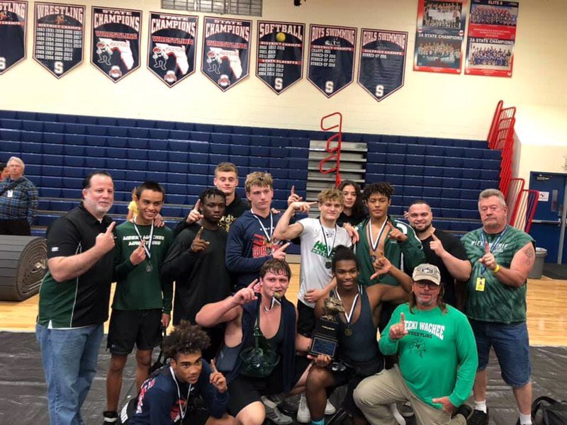 WWHSHORNETSPORT's tweet image. The Corey Hill Memorial Team Champs!! Congrats to Roderick Harris (220) and John Mangarillo (HWT) on their 1st place individual finishes.