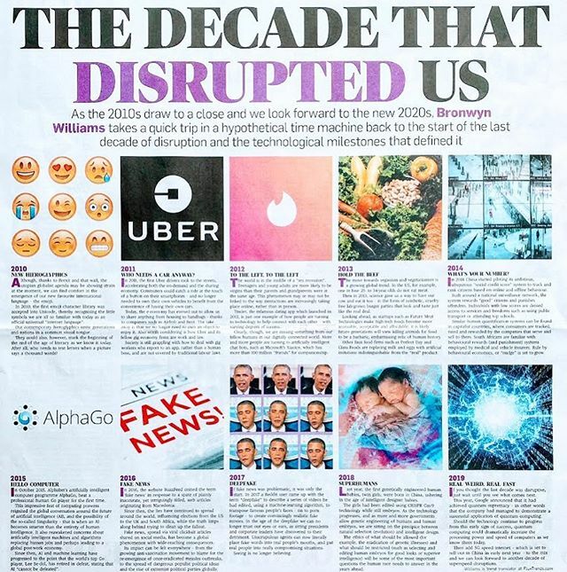 bronwynwilliams's tweet image. Thanks to @dionchang for trusting me to fill his column space in the @city_press - on behalf of @fluxtrends - looking back at the most disruptive technological milestones of the last decade. Living through the teens has been one interesting ride. #techtt… ift.tt/34HY0lm