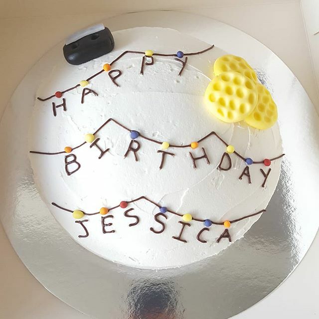 FlosKitchenuk's tweet photo. @strangerthingstv themed cake 😁
https://t.co/I9v4zujQVg 
#vegan #cake #pretty #colours #bakes #food #veganuk #strangerthings #birthdaycake #northamptonshire #shoplocal #supportsmallbusiness https://t.co/B4VfrJYr1p https://t.co/A01EeSzRWE