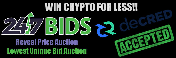 247BidsHQ's tweet photo. WIN CRYPTO FOR LESS!
Decred Payment Accepted.
Lowest Unique Bid Auctions & Reveal Price Auctions
Visit https://t.co/Lrqae0y3DO
Join Telegram: https://t.co/tGUhaA0jvR
@decredproject #Decred #DCR $DCR #Crypto #cryptocurrency #cryptocurrencies #Cryptotwitter #247Bids https://t.co/ts6C87Zqfa