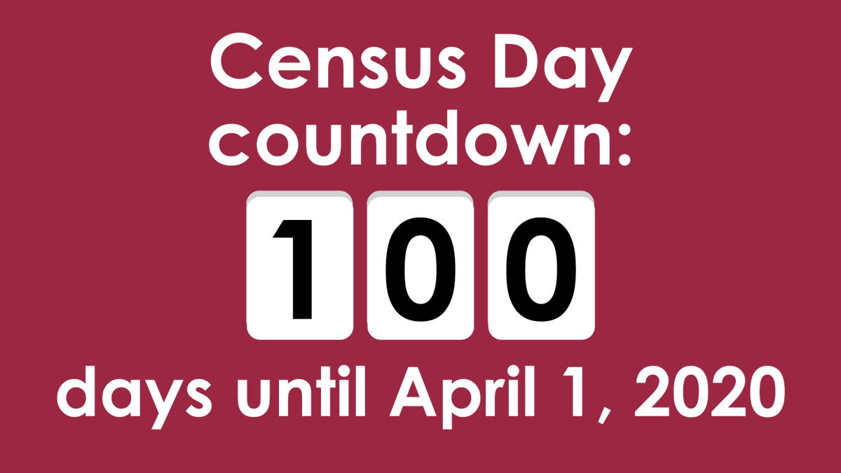 Census Day countdown: 100 days until April 1, 2020.
#MadisonCounts #2020Census #ShapeYourFuture 

2020census.gov/en.html