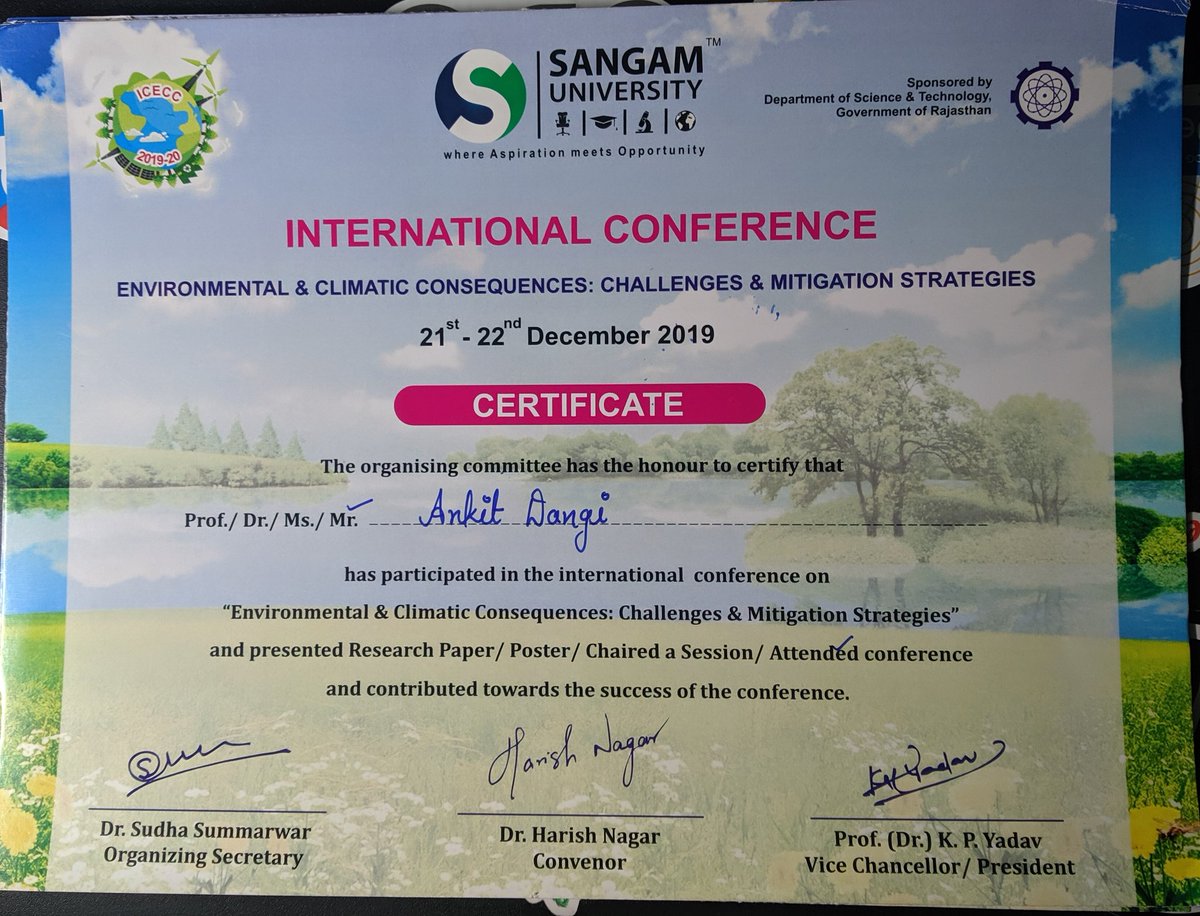 theankitdangi's tweet photo. Attended International Conference on Environmental &amp; Climatic Consequences
#environmentfriendly #climaticconsequences
#mitigationstrategies
#icecc #Conference https://t.co/FOYv3slJ9Q