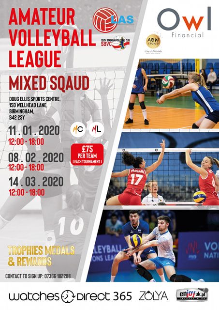 Time for an official start. The South Birmingham Volleyball Club SBVC will host the LAS Amateur Volleyball League in Birmingham. All informations, call : Sebastan +447366182288
I invite teams to register, sponsors for cooperation and fans for doping !!