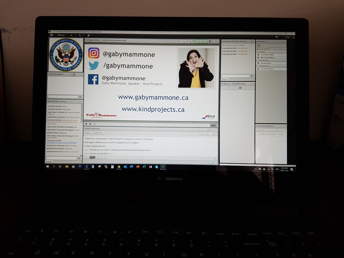 Gaby Mammone hosting a webinar about resiliency 