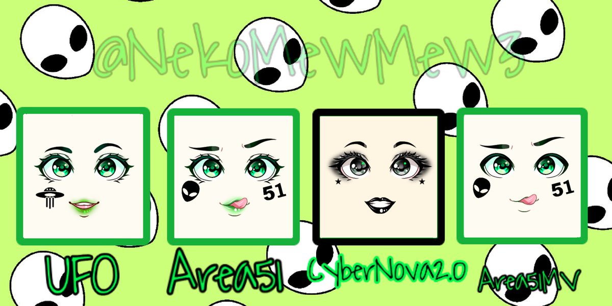 𝓝𝓮𝓴𝓸 𝓜𝓮𝔀𝓜𝓮𝔀 On Twitter Some Area51 Faces For Our Alien Queen Cybernova Royalehigh Nightbarbie Kateka22 Leahashe - alien queen roblox