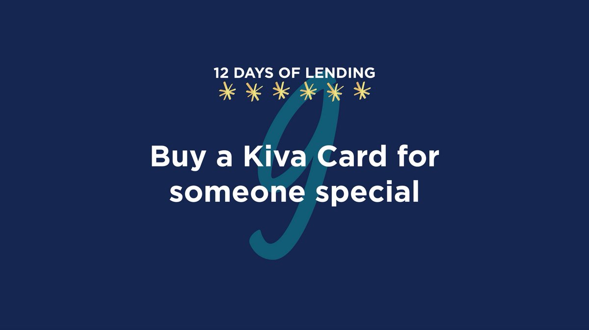 Kiva's tweet photo. Kiva's 12 Days of Lending ❄️ Day 9: Give the gift of lending! Buy a Kiva Card for someone special.
Head to https://t.co/U8kY0Wc8On! #startgood https://t.co/kAEtmOZuGt