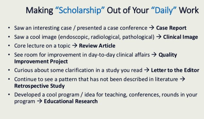 Doing #ScholarlyWork during #residency can be challenging, especially without prior research training. 

One way to be successful is to convert your day-to-day work to scholarly activity.

What are some of your tips ?

#MedEd #Training #ScholarlySunday